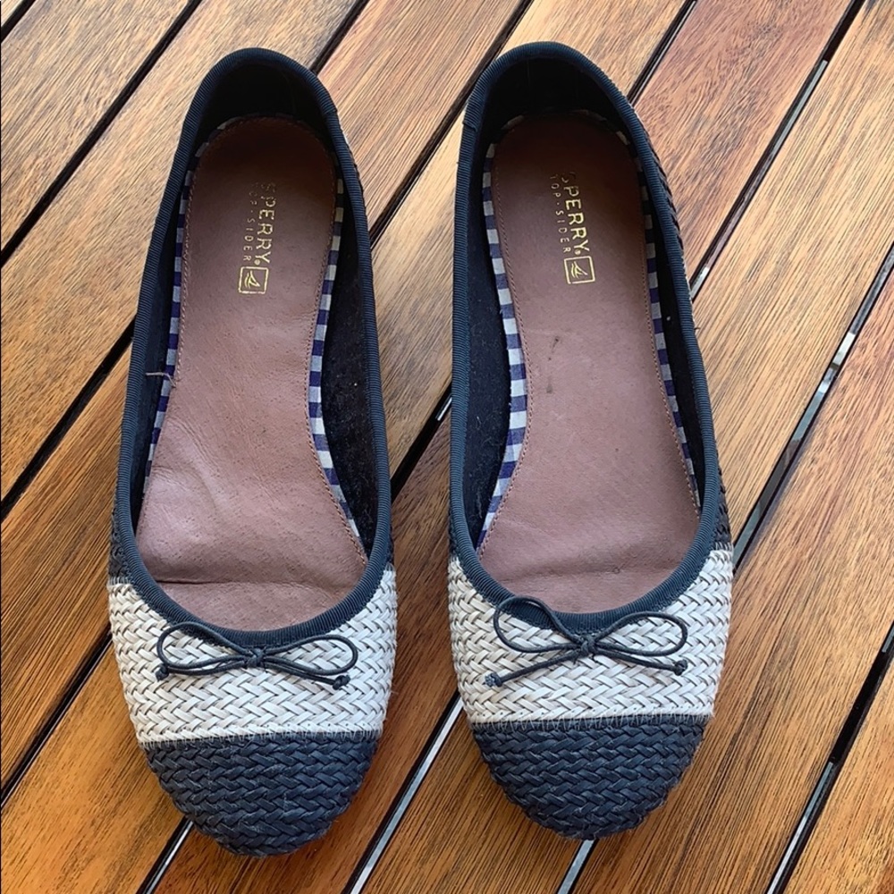 Navy and white striped Sperry flats
